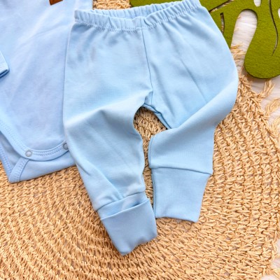 Conj. Body e Calça 100% Algodão Pima com Proteção UV50+ - Azul Bebê